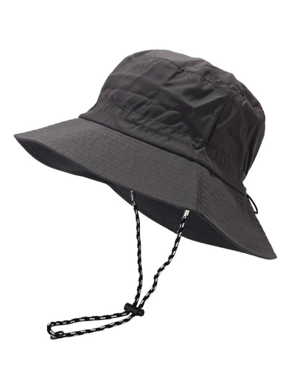 Unisex Dark Grey Wide Brim Water-resistant With Chin Strap Classic Bucket Hat